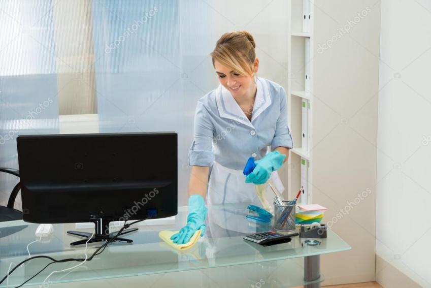 Depositphotos 73538485 stock photo maid cleaning desk with feather
