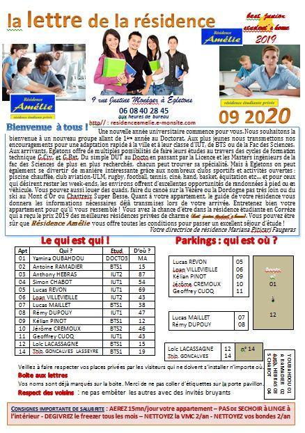 R2sidence lettre info 2020